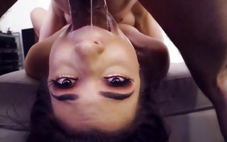 Brooklyn Gray going deepthroat on a really huge dick